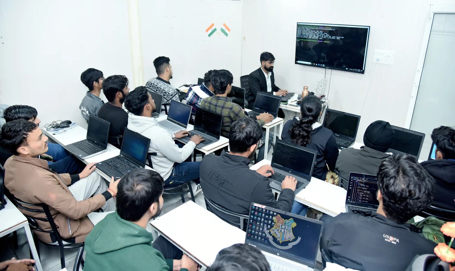 Student building developer skills on a laptop